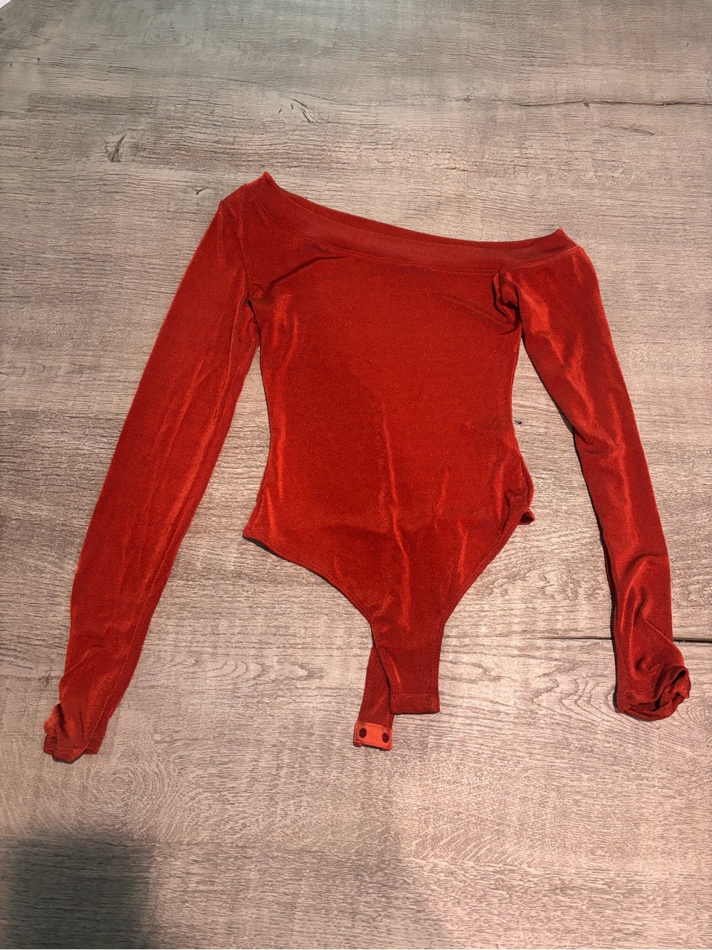 Free People Red Off-the-Shoulder Long Sleeve Bodysuit